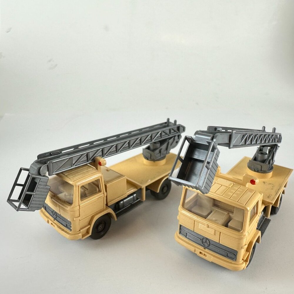 Two Vintage Wiking Plastic Mercedes Crane Trucks Models